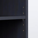 Narrow 5-Shelf Bookcase Slim Storage Shelving Unit Dark Blue Black Wood Finish