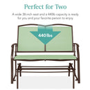 2 Seat Mesh Patio Loveseat Swing Glider Rocker with Armrests in Sage