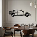 BMW E36 M3 Metal Car Wall Art with Rotating Wheels - 90s Performance Legend Silhouette - Interactive Automotive Wall Decor - KAFMEKA101