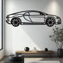 Bugatti Chiron Metal Car Wall Art with Rotating Wheels - Ultimate Hypercar Silhouette Decor - Interactive Automotive Wall Art - KAFMEKA116