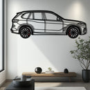 BMW X5 Metal Car Wall Art with Rotating Wheels - Modern SAV Silhouette Decor - Interactive Automotive Wall Art - KAFMEKA111
