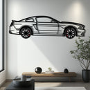 2013 Ford Mustang GT Metal Car Wall Art with Rotating Wheels - S197 Modern Muscle Silhouette - Interactive Automotive Wall Decor- KAFMEKA141