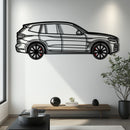 BMW X3 Metal Car Wall Art with Rotating Wheels - Modern SAV Silhouette Decor - Interactive Automotive Wall Art - KAFMEKA110