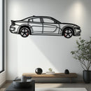 Dodge Charger SRT Metal Car Wall Art with Rotating Wheels - Modern American Muscle Silhouette - Interactive Automotive Wall Decor - KAFMEKA121