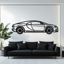 Bugatti Chiron Metal Car Wall Art with Rotating Wheels - Ultimate Hypercar Silhouette Decor - Interactive Automotive Wall Art - KAFMEKA116