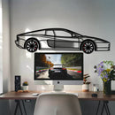 Ferrari Testarossa Metal Car Wall Art with Rotating Wheels - Iconic 80s Supercar Silhouette - Interactive Retro Automotive Decor - KAFMEKA136