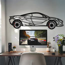 McLaren 720S Metal Car Wall Art with Rotating Wheels - British Supercar Silhouette - Interactive Automotive Wall Decor - KAFMEKA149