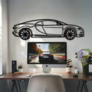 Bugatti Chiron Metal Car Wall Art with Rotating Wheels - Ultimate Hypercar Silhouette Decor - Interactive Automotive Wall Art - KAFMEKA116