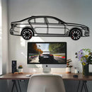 BMW 750i Metal Car Wall Art with Rotating Wheels - Luxury Executive Sedan Silhouette - Interactive Automotive Wall Decor - KAFMEKA104