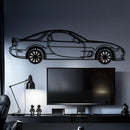Mazda RX-7 Metal Car Wall Art with Rotating Wheels - FD3S Rotary Legend Silhouette - Interactive Automotive Wall Decor - KAFMEKA147