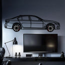 BMW 750i Metal Car Wall Art with Rotating Wheels - Luxury Executive Sedan Silhouette - Interactive Automotive Wall Decor - KAFMEKA104