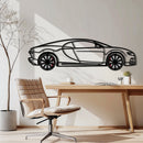 Bugatti Chiron Metal Car Wall Art with Rotating Wheels - Ultimate Hypercar Silhouette Decor - Interactive Automotive Wall Art - KAFMEKA116