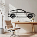 1990 Honda CRX Metal Car Wall Art with Rotating Wheels - JDM Classic Silhouette - Interactive Automotive Wall Decor - KAFMEKA144