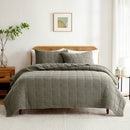 King/California King 3-Piece Sage Green Faded Stone Washed Cotton Quilt Set