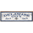 Delaware City Compass White Shabby Latitude Longitude | Wall Art Print on Real Wood