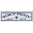 Port Penn Compass White Latitude Longitude | Wall Art Print on Real Wood