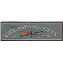 Delaware City Compass/Paddles Green Latitude Longitude | Wall Art Print on Real Wood