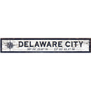 Delaware City Compass Black/White Latitude Longitude | Wall Art Print on Real Wood