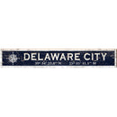 Delaware City Compass Navy/White Latitude Longitude | Wall Art Print on Real Wood