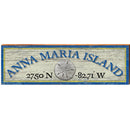 Anna Maria Island White & Blue Sand Dollar Latitude Longitude | Wall Art Print on Real Wood