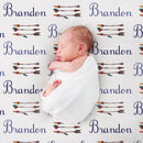 Personalized Bow and Arrow Baby Boy Blanket