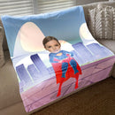 Custom Superhero Photo Face Blanket for Her