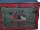 Small Hand Painted 50" Long Antique Chinese Cabinet or Seating Cabinet
