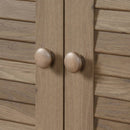 Farmhouse Armoire Storage Cabinet w/ Louver Doors in Light Brown Oak Wood Finish