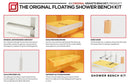 The Original Floating Shower Bench Kit­™ with Orange Waterproof Board & Original Shower Bench Bracket®