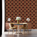 Red Wallpaper with Butterflies