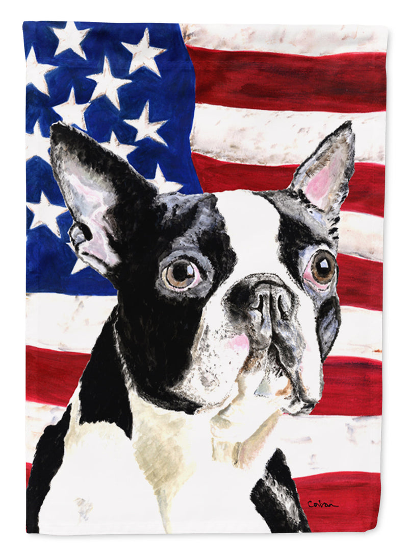 USA American Flag with Boston Terrier Flag Canvas House Size