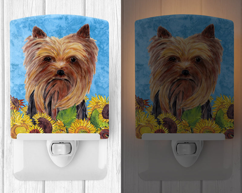 Yorkie in Summer Flowers Ceramic Night Light SC9060CNL