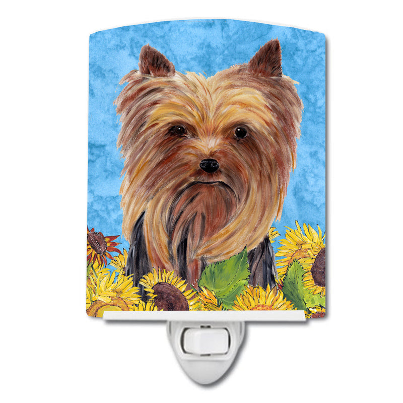 Yorkie in Summer Flowers Ceramic Night Light SC9060CNL