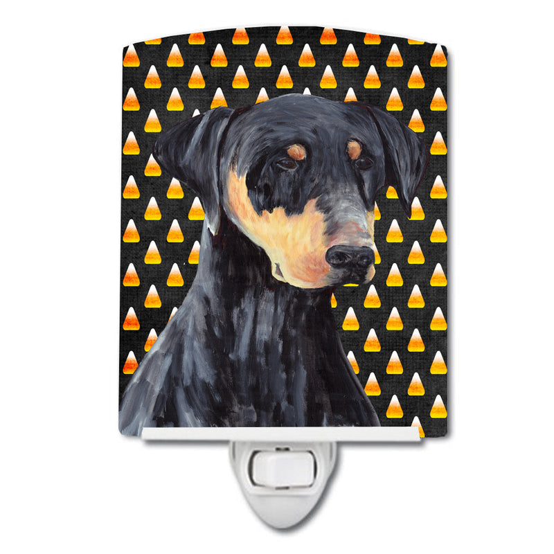 Doberman Natural Ears Candy Corn Halloween Portrait Ceramic Night Light SC9148CNL