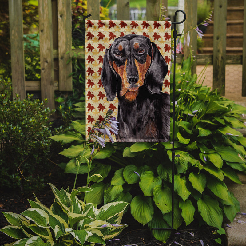 Dachshund Fall Leaves Portrait Flag Garden Size