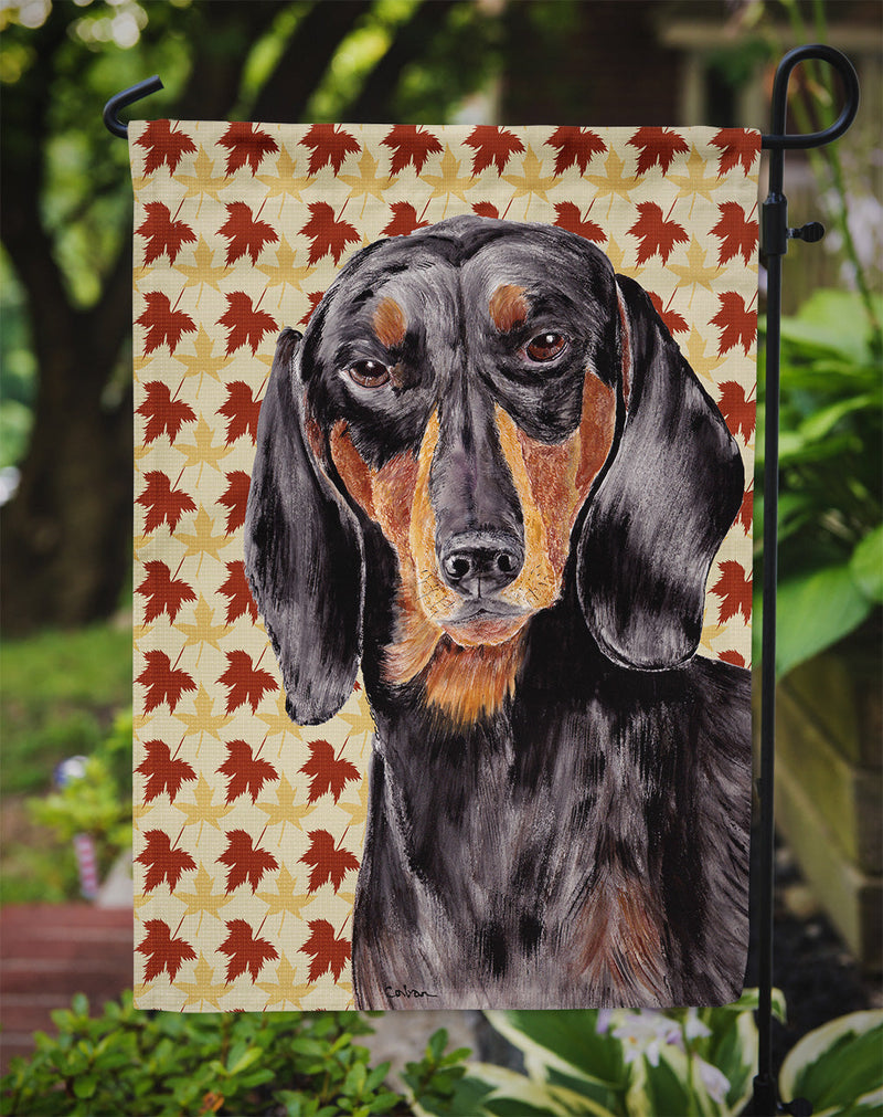 Dachshund Fall Leaves Portrait Flag Garden Size