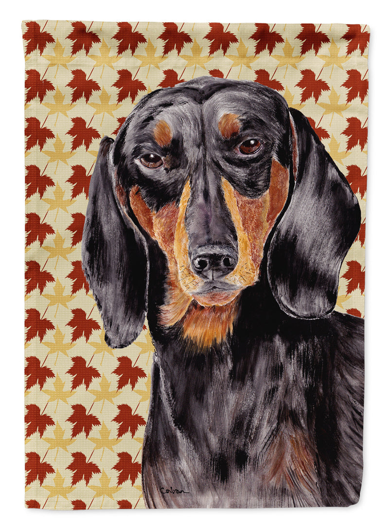 Dachshund Fall Leaves Portrait Flag Garden Size