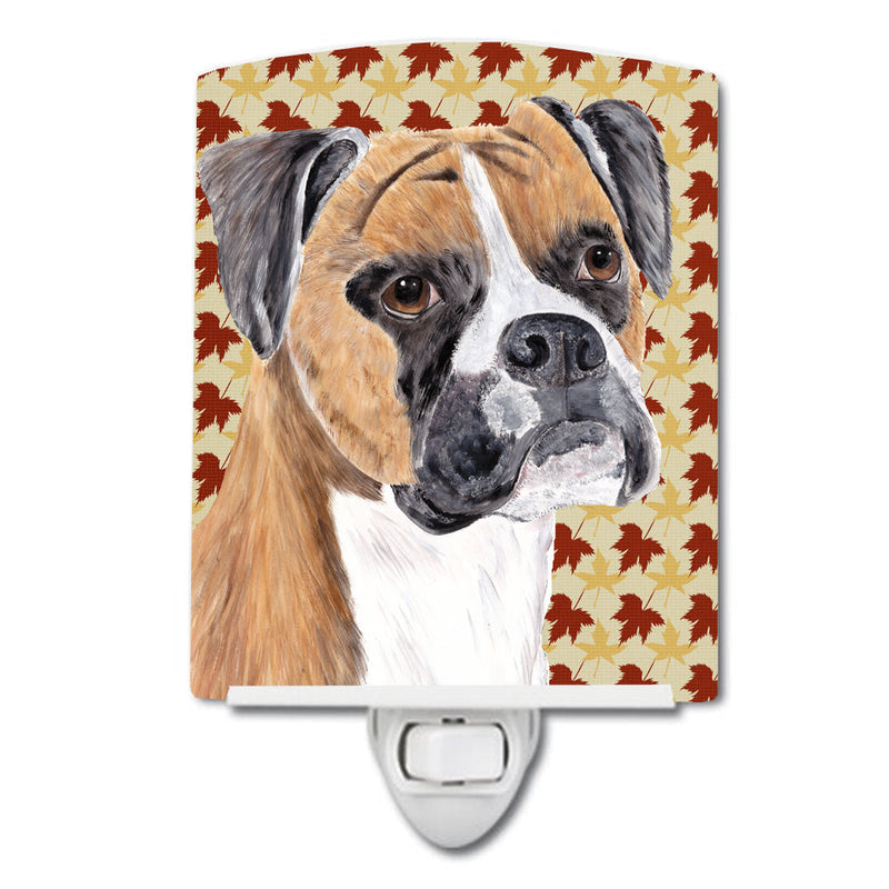 Boxer Fall Leaves Portrait Ceramic Night Light SC9230CNL