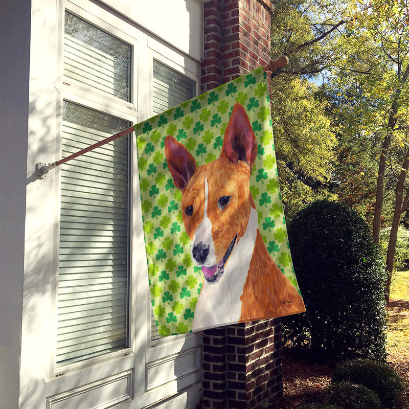 Basenji St. Patrick's Day Shamrock Portrait Flag Canvas House Size