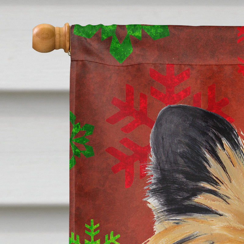 Cairn Terrier Red and Green Snowflakes Holiday Christmas Flag Canvas House Size