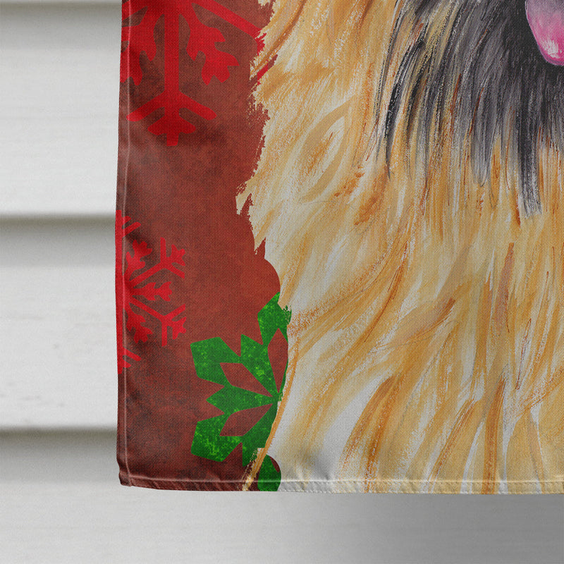 Cairn Terrier Red and Green Snowflakes Holiday Christmas Flag Canvas House Size