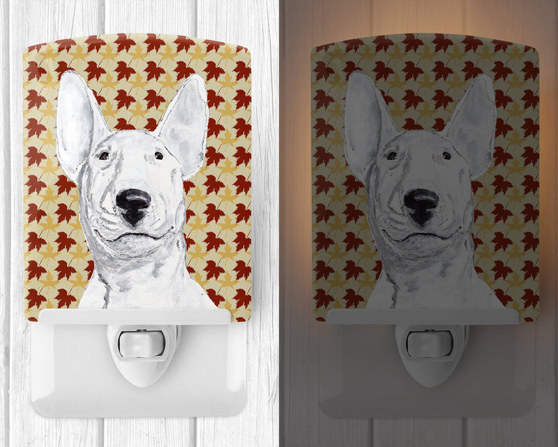 Bull Terrier Fall Leaves Ceramic Night Light SC9548CNL