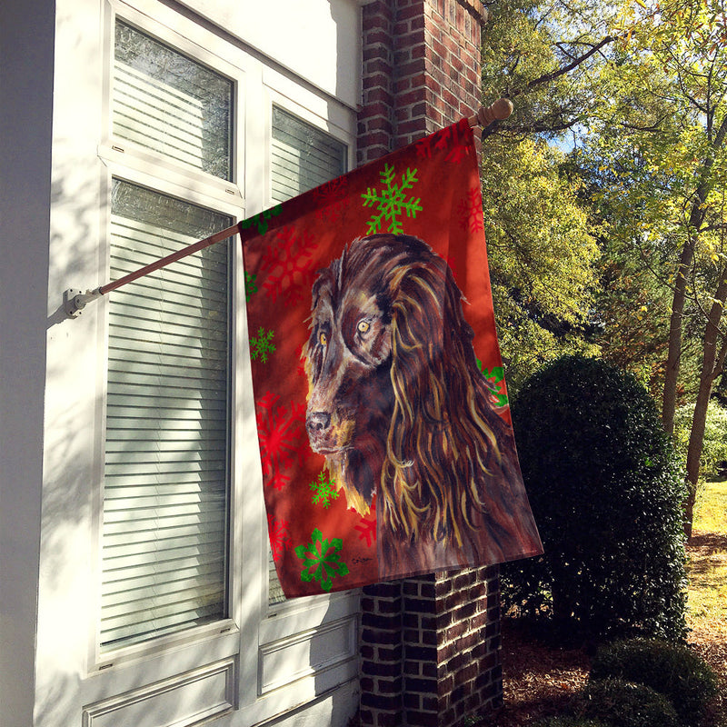 Boykin Spaniel Red Snowflake Christmas Flag Canvas House Size