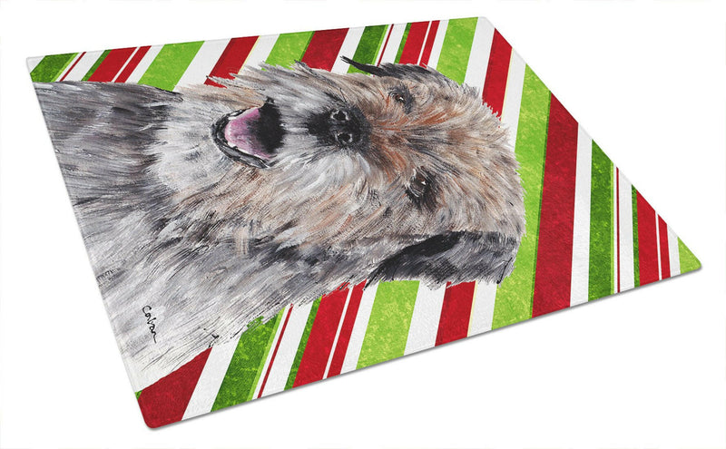 Border Terrier Candy Cane Christmas Glass Cutting Board Large