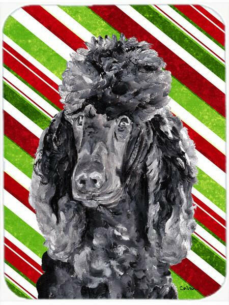 Black Standard Poodle Candy Cane Christmas Glass Cutting Board Large Size SC9794LCB