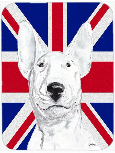 Bull Terrier with English Union Jack British Flag Glass Cutting Board Large Size SC9860LCB