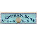 Cape San Blas Sea Shell Blue Latitude Longitude | Wall Art Print on Real Wood