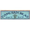 Cape San Blas Sea Turtle Blue Latitude Longitude | Wall Art Print on Real Wood