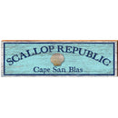 Scallop Republic Sea Shell Cape San Blas Blue | Wall Art Print on Real Wood