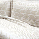 Full/Queen Scandinavian Chevron Beige Taupe 5 Piece Lightweight Comforter Set